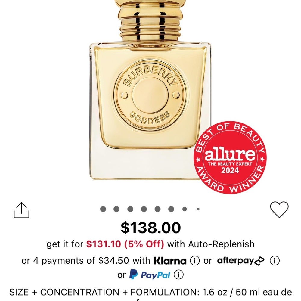 Burberry goddess eau de parfum 1.6 oz spray